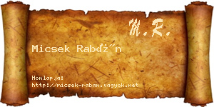 Micsek Rabán névjegykártya
